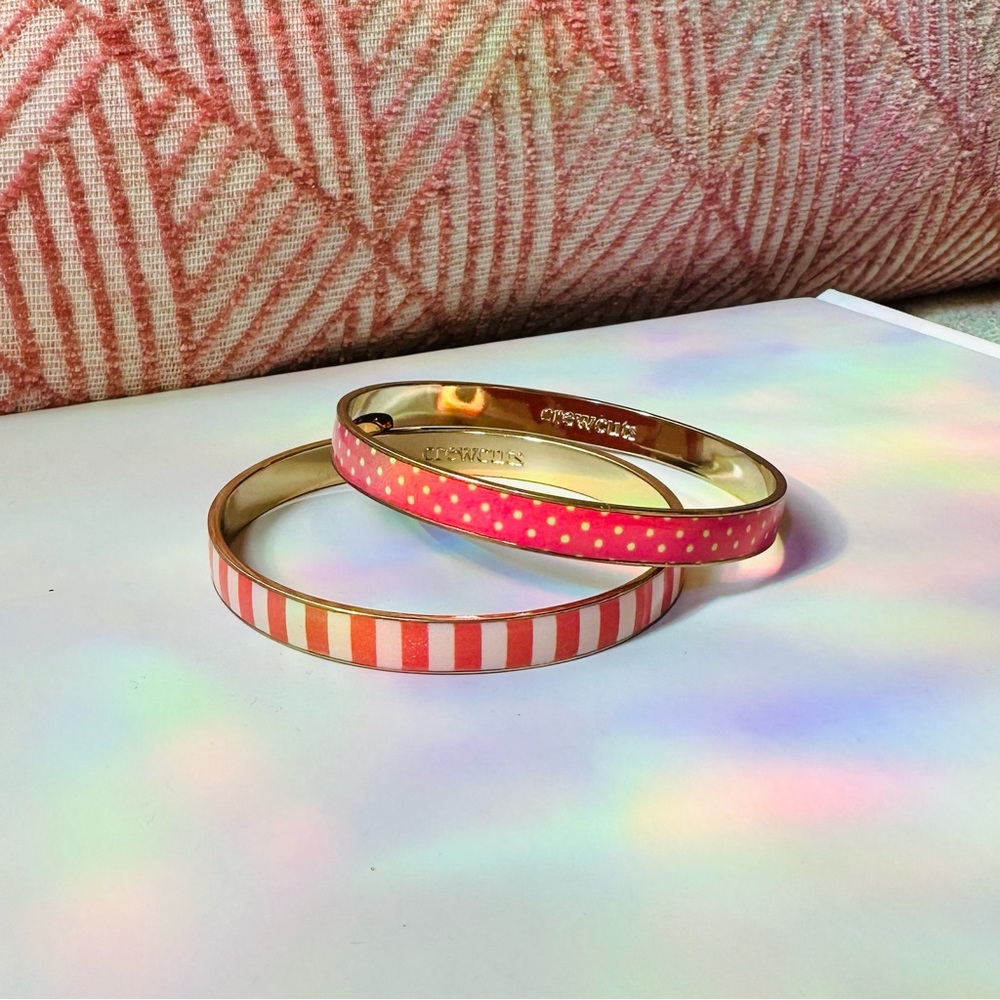 Jcrew/Crewcuts Coral Polka Dot & Stripes Bangle Bracelets (Set of 2) - Picture 2 of 9